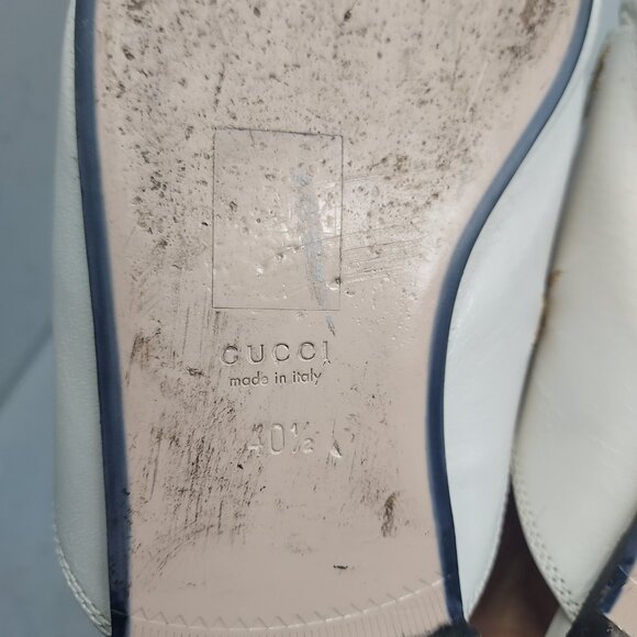 GUCCI Princetown Embroidered Bees Stars White Toe Horsebit Mule - Picture 7 of 13